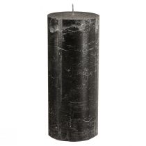 Article Grandes bougies piliers aspect marbre noir 85x200mm 2 pcs