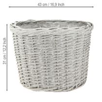 Article Grand panier à fleurs avec revêtement aluminium, blanc-gris, Ø43/34/28 cm, lot de 3