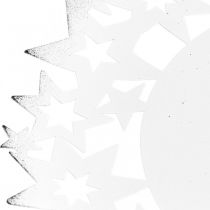 Article Assiette de Noël assiette décorative en métal avec étoiles blanc Ø34cm