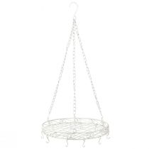 Article Plateau décoration suspendu en métal avec crochets blanc Ø29,5cm H55cm
