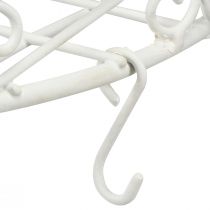 Article Plateau décoration suspendu en métal avec crochets blanc Ø29,5cm H55cm