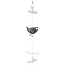 Article Décoration suspendue été oiseau en bois marron naturel blanc 118cm