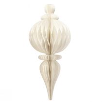 Article Décoration à suspendre Boule de Noël en papier blanc argenté H80cm