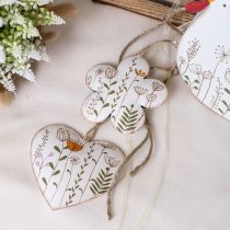 Article Décoration à suspendre décoration en métal coeurs et fleurs blanc 10cm 4pcs