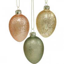 Oeuf de Pâques à suspendre plastique doré, rose, vert 6,5cm 6pcs