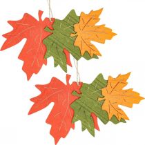 Pendentif déco automne feuilles de bois feuille d&#39;érable 22cm 4pcs