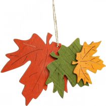 Article Pendentif déco automne feuilles de bois feuille d&#39;érable 22cm 4pcs