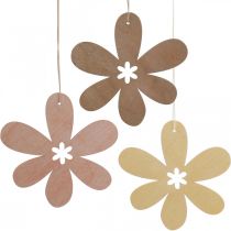 Article Fleur décorative pendentif en bois fleur en bois violet/rose/jaune Ø12cm 12 pièces