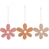 Déco fleur pendentif en bois fleur en bois orange/rose/jaune 12 pièces