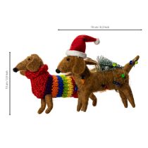 Article Ornement décoratif en forme de teckel pour sapin de Noël, 16 cm, lot de 2