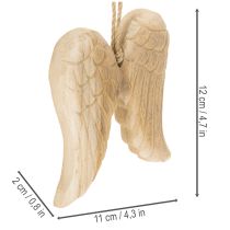 Article Pendentif aile d'ange en bois pour décoration suspendue 12 cm