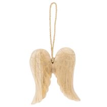Article Pendentif aile d'ange en bois pour décoration suspendue 12 cm