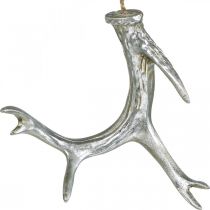 Article Pendentif de Noël déco bois de l&#39;avent argent 15cm 4pcs