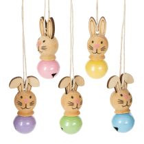 Article Pendentifs décoratifs en bois en forme de lapin de Pâques pour le printemps et le sapin de Pâques, 4 cm, lot de 12