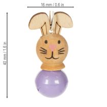 Article Pendentifs décoratifs en bois en forme de lapin de Pâques pour le printemps et le sapin de Pâques, 4 cm, lot de 12