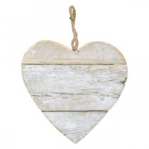 Coeur en bois, coeur décoratif à suspendre, coeur déco blanc 20cm