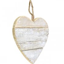 Coeur en bois, coeur décoratif à suspendre, coeur déco blanc 20cm