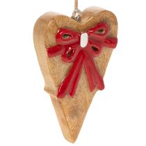 Article Cœur en bois avec nœud, cœur à suspendre, 14 cm, lot de 3