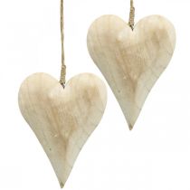 Article Coeur en bois, coeur décoratif à suspendre, décoration coeur H16cm 2 pcs