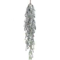 Branche de Noël à suspendre pommes de pin enneigées 110cm