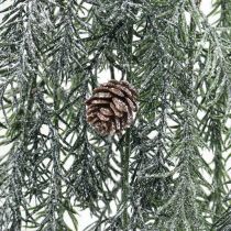 Branche de Noël à suspendre pommes de pin enneigées 110cm