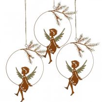 Article Anneau décoratif ange métal rouille décoration de Noël 23,5x16,5cm 3 pcs