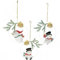 Article Pendentif de Noël bonhomme de neige décoration anneau métal Ø14cm 3pcs
