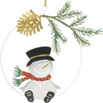 Pendentif de Noël bonhomme de neige décoration anneau métal Ø14cm 3pcs