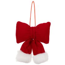 Article Nœud en tissu flanelle avec bordure en peluche, à suspendre, 15 cm
