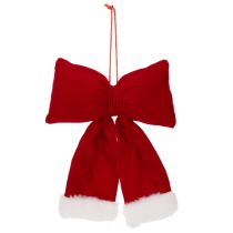 Article Nœud décoratif en flanelle avec bordure en peluche pour suspendre, 25 cm