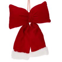 Article Nœud décoratif en flanelle avec bordure en peluche pour suspendre, 25 cm