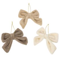 Article Nœud décoratif en peluche avec attache, 16 cm, lot de 3