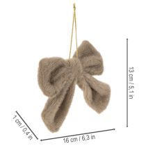 Article Nœud décoratif en peluche avec attache, 16 cm, lot de 3