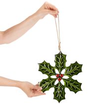 Article Ornement de houx, décoration de Noël à suspendre, 26 cm