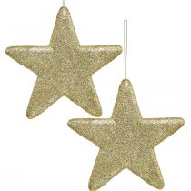 Décoration de Noël pendentif étoile paillettes dorées 18,5cm 4pcs