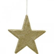 Décoration de Noël pendentif étoile paillettes dorées 30cm 2pcs