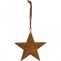 Pendentif de Noël étoile étoile en métal aspect rouille H13,5cm