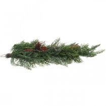 Article Branches de Noël artificielles à suspendre, décoration en branches de sapin, branches de cyprès avec pommes de pin, couronne de porte, décoration murale, décoration de fenêtre, en plastique résistant, 60 cm