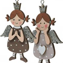 Pendentif ange ange de Noël décoration bois 9.5x6.5cm 9pcs