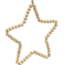 Article Perles décoratives de Noël en bois coeur étoile arbre H16cm 3 pcs