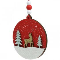 Article Pendentif de Noël rond décoration en bois à suspendre Ø8.5cm 6pcs