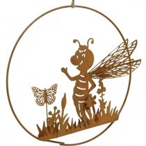 Article Abeille décorative en métal rouille décoration de jardin à suspendre Ø14cm 4 pièces
