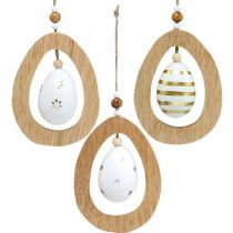 Article Oeuf de Pâques à suspendre avec motifs d&#39;oeufs Décoration de Pâques H12cm 3 pcs