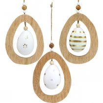 Article Oeuf de Pâques à suspendre avec motif oeufs Décoration de Pâques H12cm 3pcs