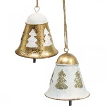 Article Cloches de Noël Décoration de Noël Vintage Doré Blanc 2pcs