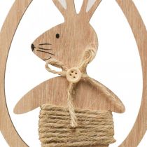 Article Pendentif décoratif en bois décoration de Pâques lapin dans un œuf 9×1,5×23cm 6 pcs