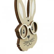 Article Pendentif en bois lapin avec lunettes carotte marron beige 4×7.5cm 9pcs