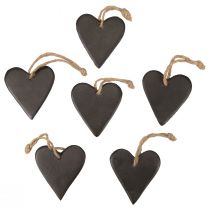 Article Décoration à suspendre coeur en ardoise coeurs décoratifs noir 7cm 6pcs