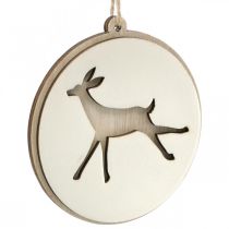 Article Lot de 6 médaillons en bois avec motifs de cerfs, 9,5 cm, déco de Noël