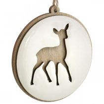 Article Lot de 6 médaillons en bois avec motifs de cerfs, 9,5 cm, déco de Noël